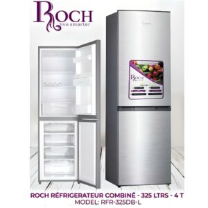 REFRIGERATEUR ROCH COMBINE 4TIROIRS 325 LITRES SILVER RFR325DBL