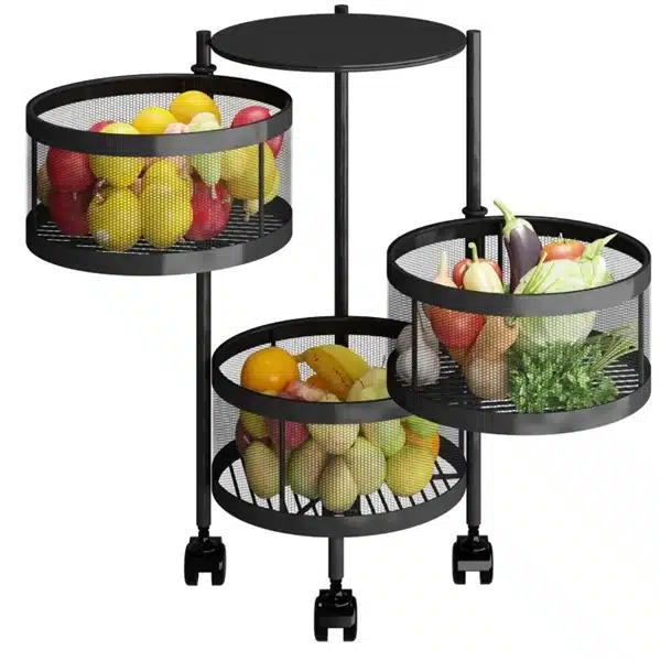 Etagère de rangement multicouche rotative - 3 niveaux