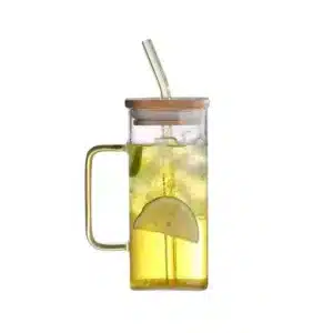 Tasse Transparent avec Couvercle en Bois