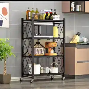Étagères de rangement de cuisine pliable 4 niveaux en fer