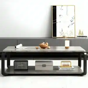 Table basse pour salon nordique en bois et métal