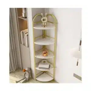 Meuble de coin 5 niveau blanc doré