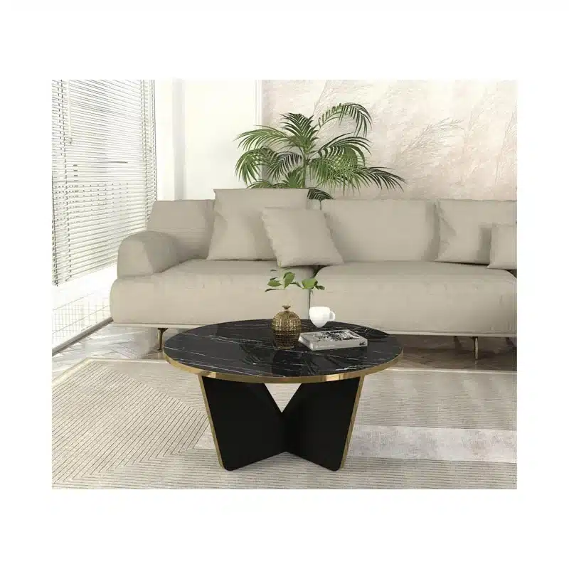 TB3 Table Basse Large En Marbre Noir