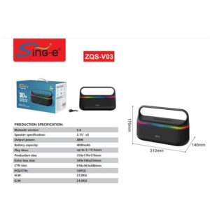 SING-E haut parleur Bluetooth ZQS-V03