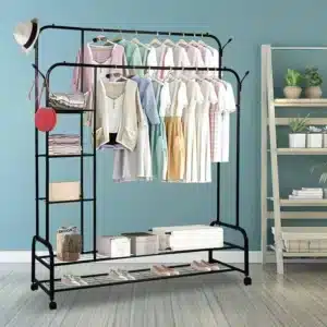 Porte Manteau Double Tige Avec Roues