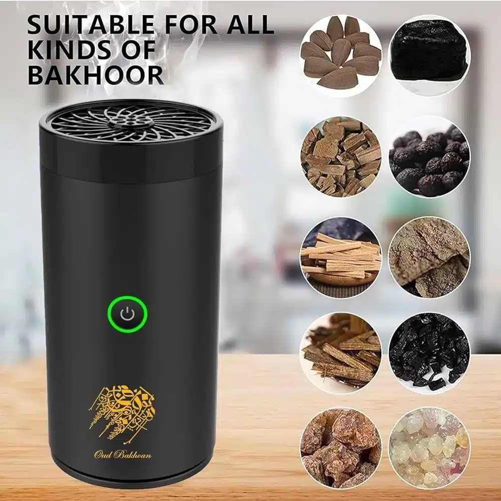 Brûleur d'encens électronique Oud Bakhour rechargeable avec woofer coranique C Brûleur d'encens électronique Oud Bakhour rechargeable avec woofer coranique