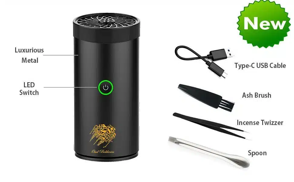 Brûleur d'encens électronique Oud Bakhour rechargeable avec woofer coranique V Brûleur d'encens électronique Oud Bakhour rechargeable avec woofer coranique