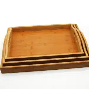 Ensemble plateau de service en bambou 3pcs