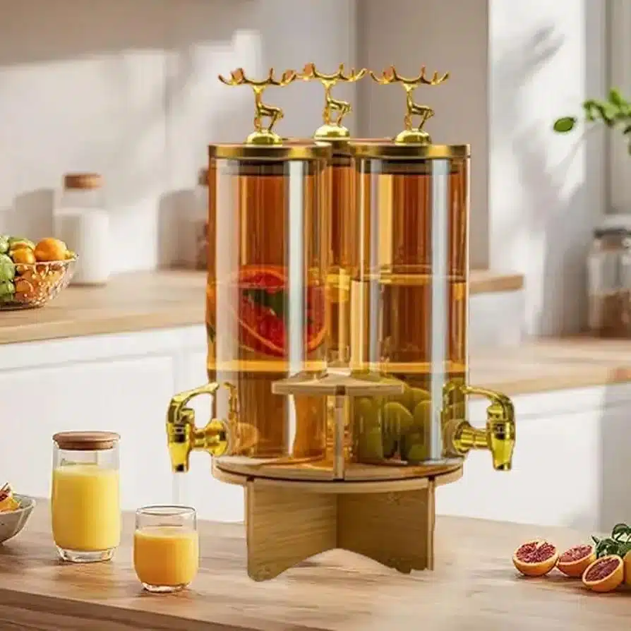 Fontaine distributeur de boisson 3 compartiments 5.5L avec support