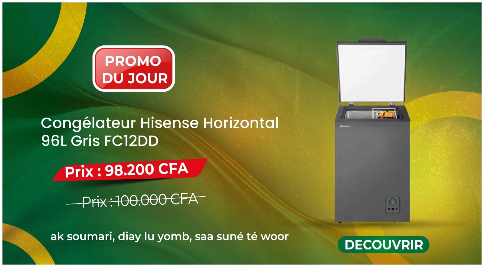 Congélateur Hisense Horizontal 96L Gris FC12DD