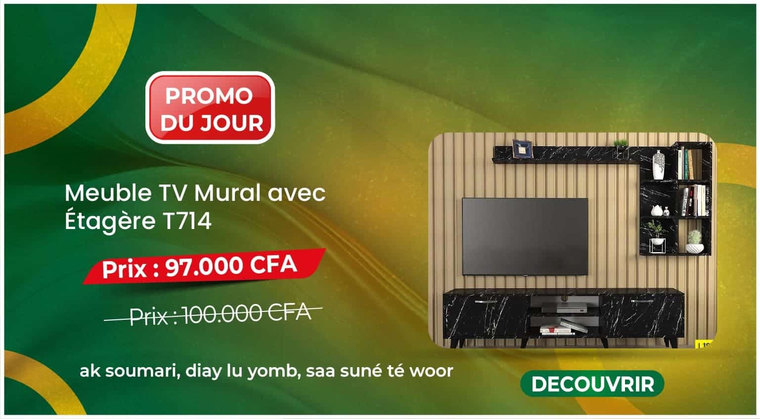 Meuble TV Mural avec Étagère T714