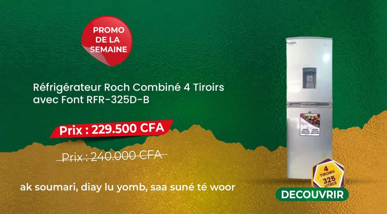 Réfrigérateur Roch Combiné 4 Tiroirs avec Font RFR-325D-B